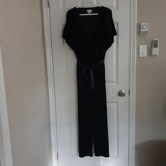 Petite Plume Women's Navy Blue Velour Jumpsuit Medium - Picture 4 of 14